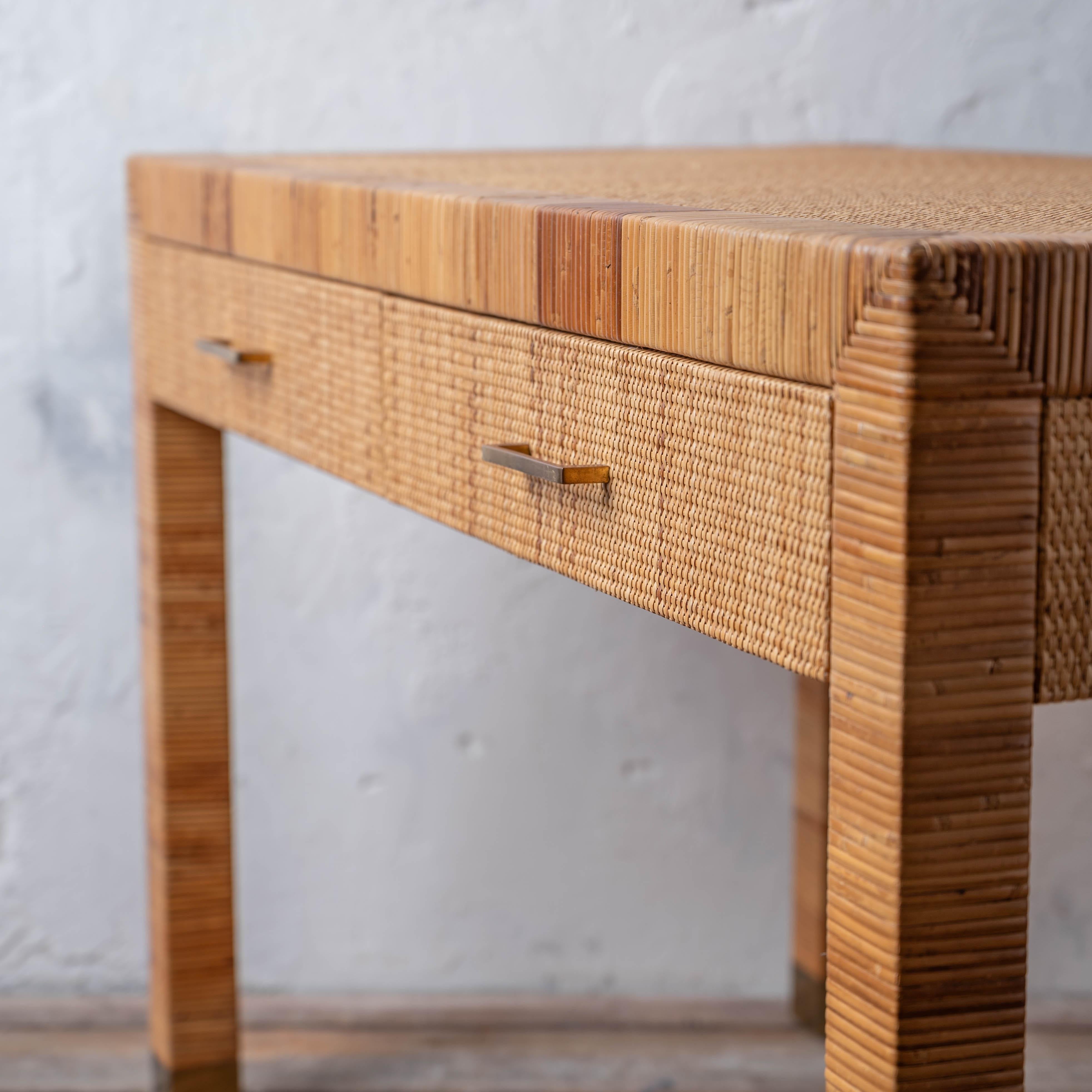 Woven Bielecky Brothers Cane Writing Table For Sale