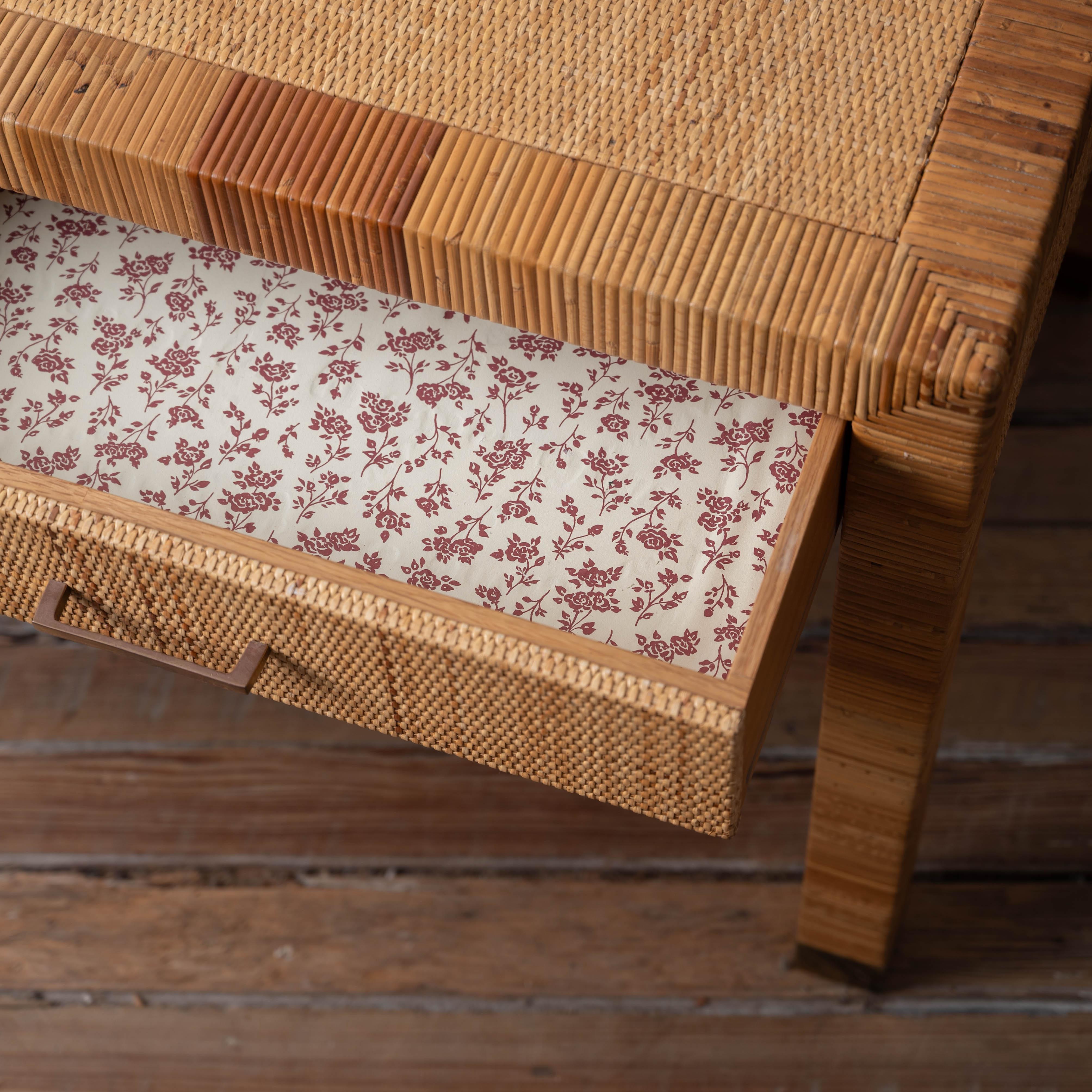 Brass Bielecky Brothers Cane Writing Table For Sale