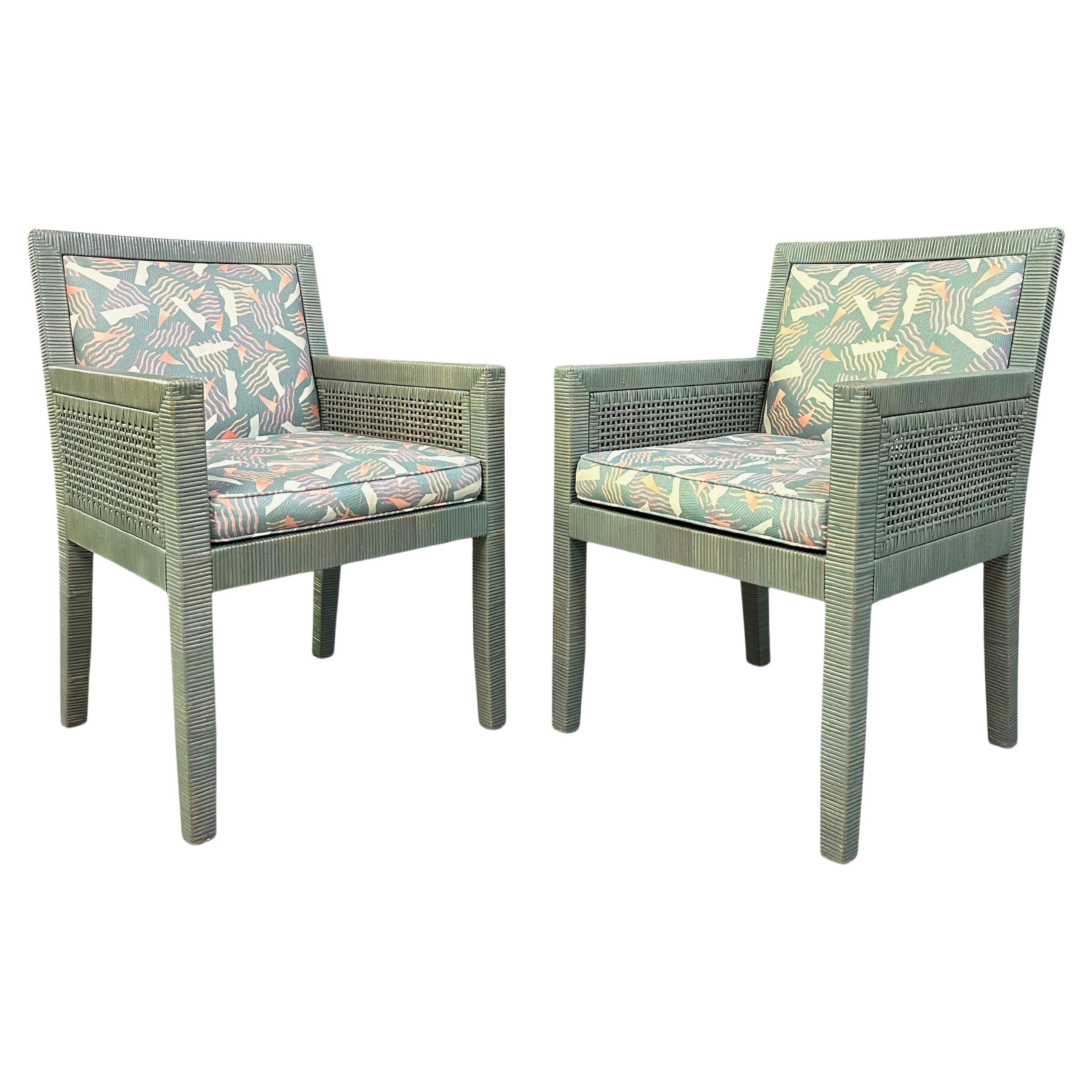 Bielecky Brothers Squisito set di otto sedie da pranzo in rattan di Billy Baldwin