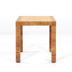 Bielecky Brothers Mid Century Rattan, Cane and Brass Side End Table