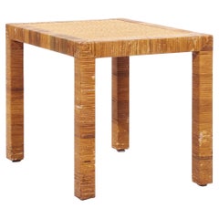 Bielecky Brothers Beistelltisch aus Rattan, Schilfrohr und Messing aus der Mitte des Jahrhunderts