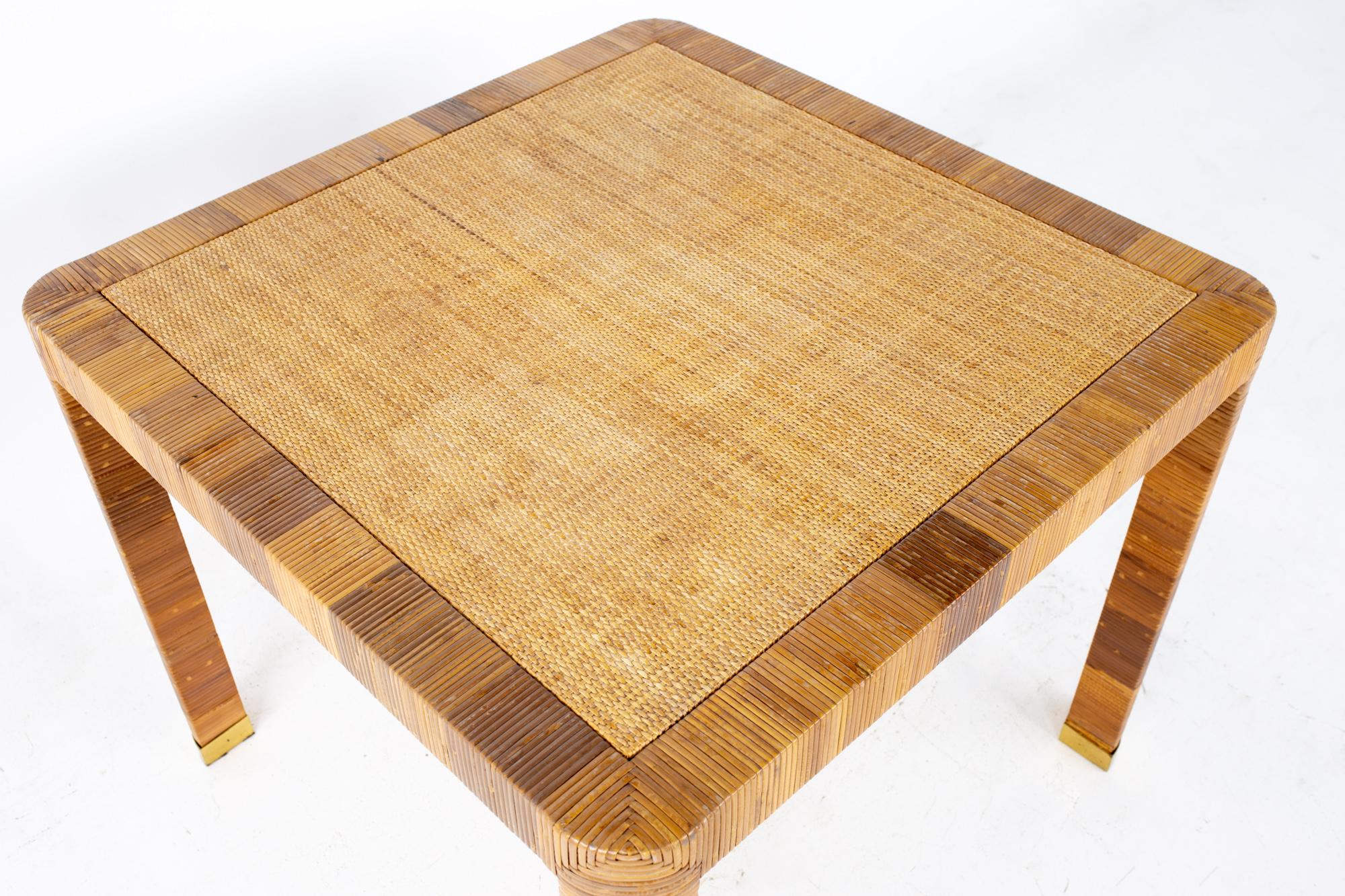 Bielecky Brothers Mid Century Rattan Game Dining Table In Good Condition In Countryside, IL