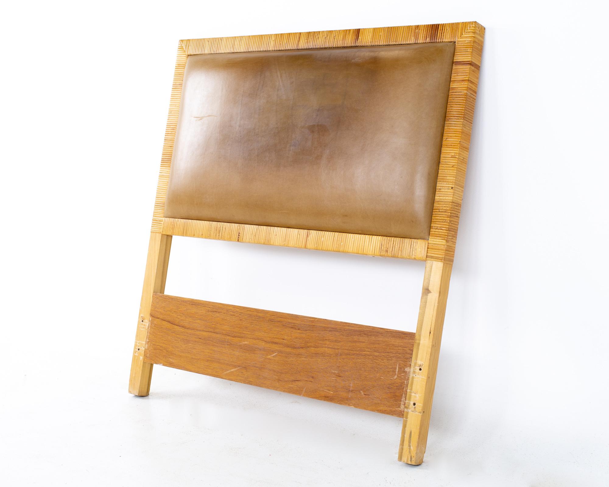 Bielecky Brothers Mid Century rattan twin headboard
Headboard measures: 39 wide x 2 deep x 42 inches high

All pieces of furniture can be had in what we call restored vintage condition. That means the piece is restored upon purchase so it’s free