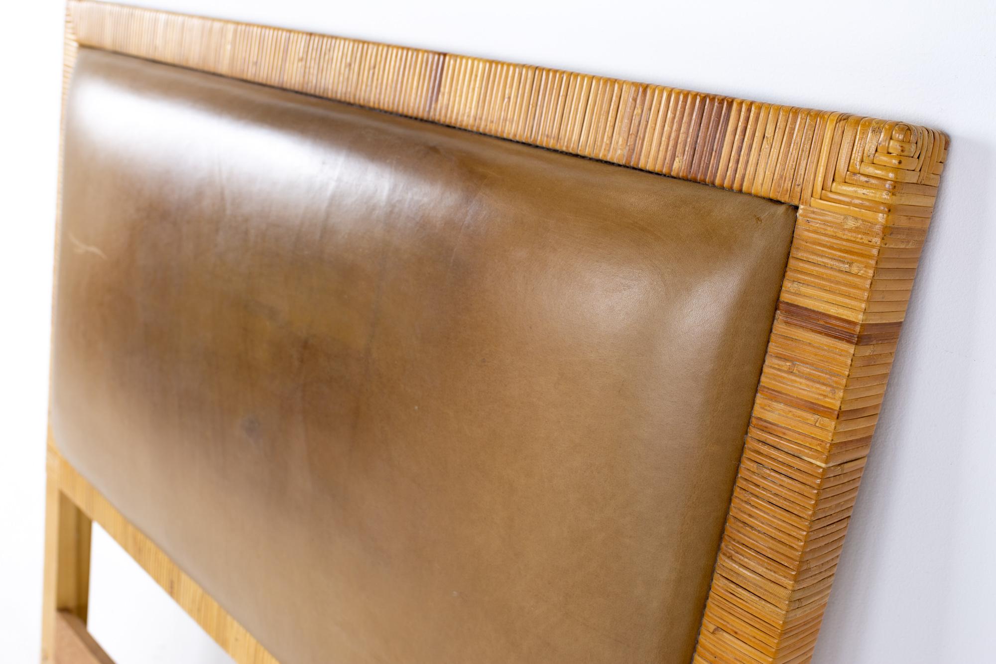 Mid-Century Modern Bielecky Brothers Mid Century Rattan Twin Headboard