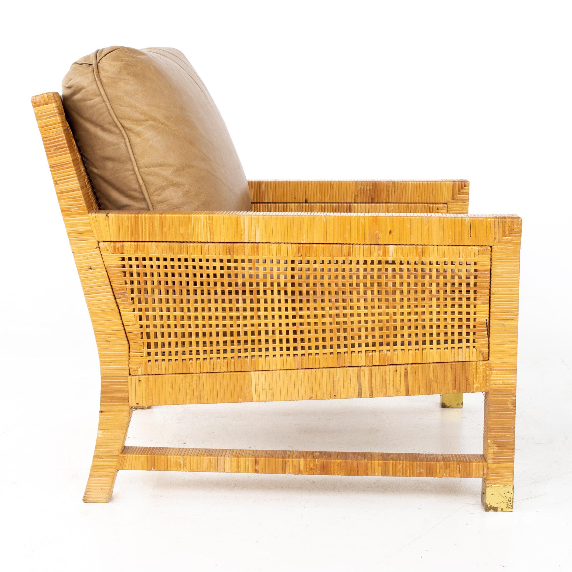Bielecky Brothers Mid Century Wicker Chair and Ottoman 1