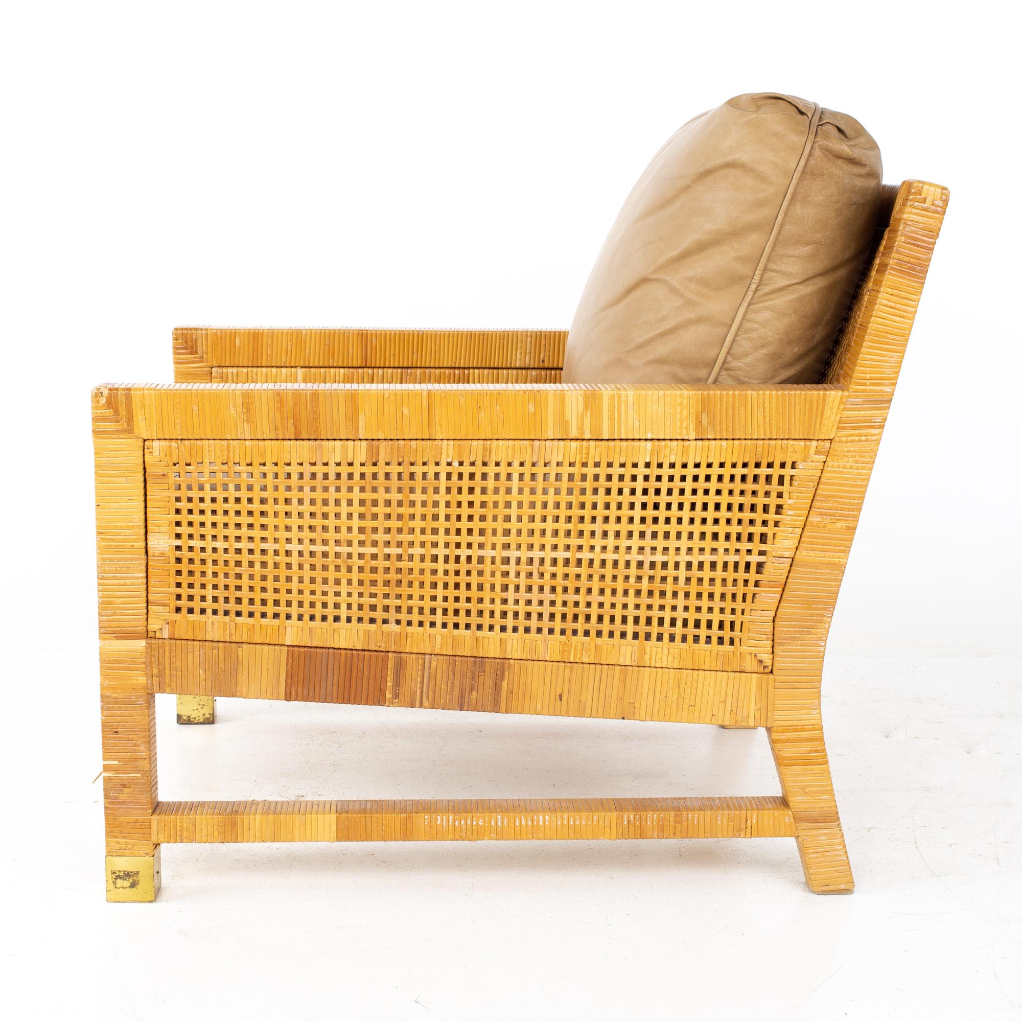 Bielecky Brothers Mid Century Wicker Chair and Ottoman 2