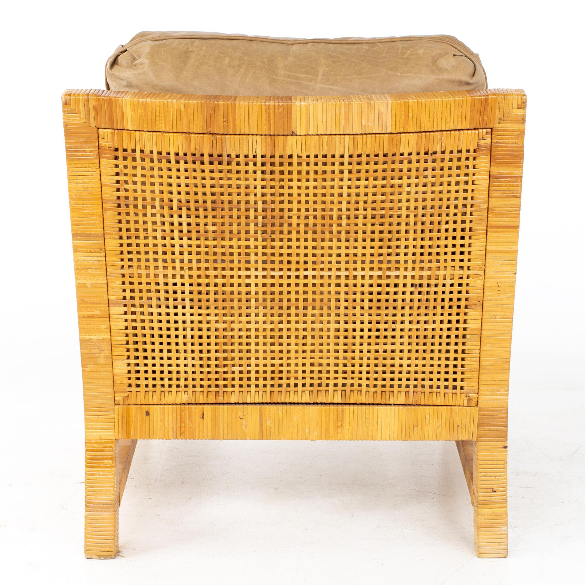 Bielecky Brothers Mid Century Wicker Chair and Ottoman 3
