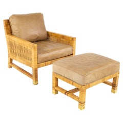 Bielecky Brothers Mid Century Wicker Chair and Ottoman