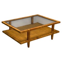 Bielecky Brothers, Moderner Couchtisch, Rohrgeflecht, Glas, USA, 21.