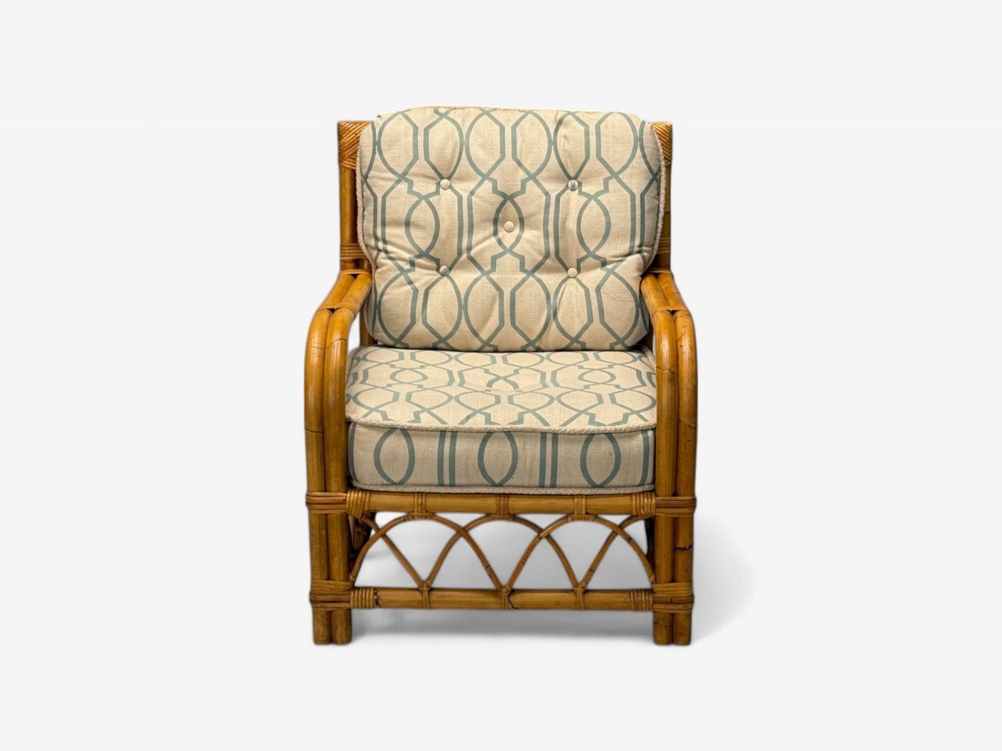 American Bielecky Brothers, Modern, Single Lounge Chair, Cane, Bamboo, USA, 21st C. For Sale
