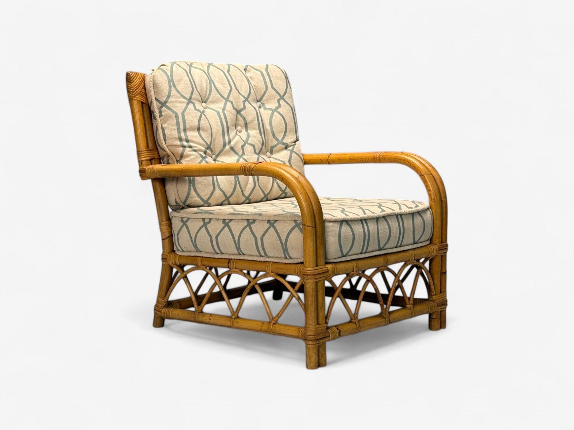 Bielecky Brothers, Modern, Single Lounge Chair, Cane, Bamboo, USA, 21st C. In Good Condition For Sale In Manhasset, NY