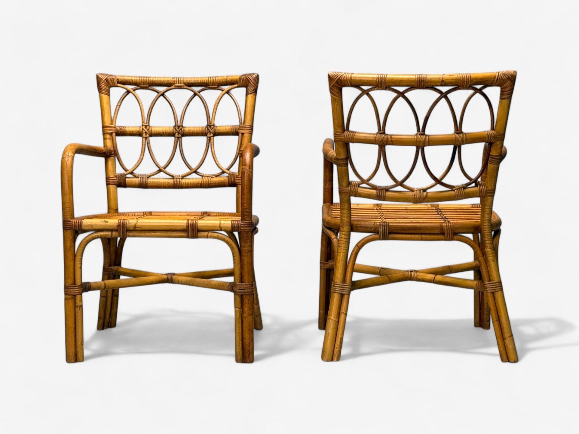 Bielecky Brothers, Modern, Six Dining Chairs, Rattan, Cane, USA, 21st C. For Sale 7