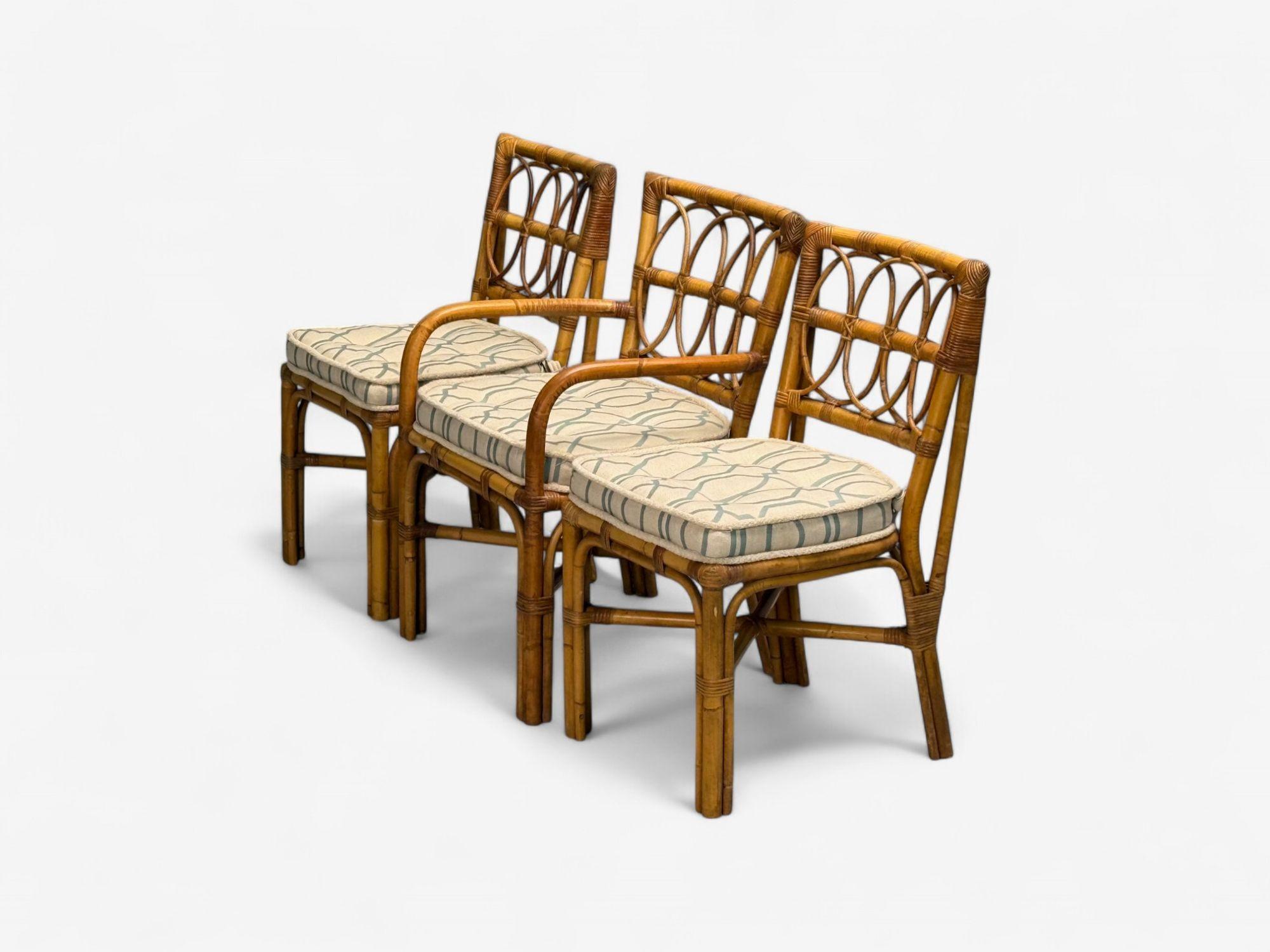 American Bielecky Brothers, Modern, Six Dining Chairs, Rattan, Cane, USA, 21st C. For Sale