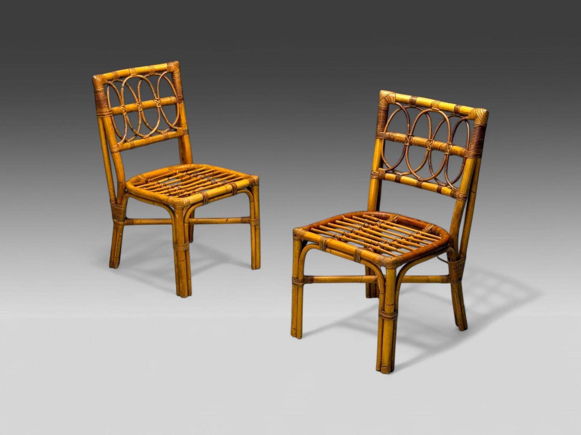 Contemporary Bielecky Brothers, Modern, Six Dining Chairs, Rattan, Cane, USA, 21st C. For Sale