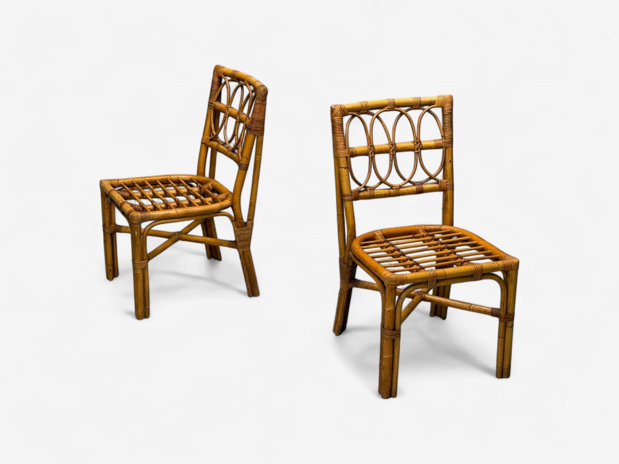 Bielecky Brothers, Modern, Six Dining Chairs, Rattan, Cane, USA, 21st C. For Sale 1