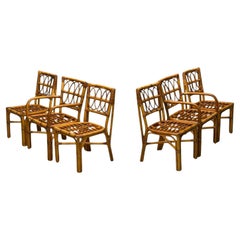 Bielecky Brothers, Modern, Six Dining Chairs, Rattan, Cane, USA, 21st C.