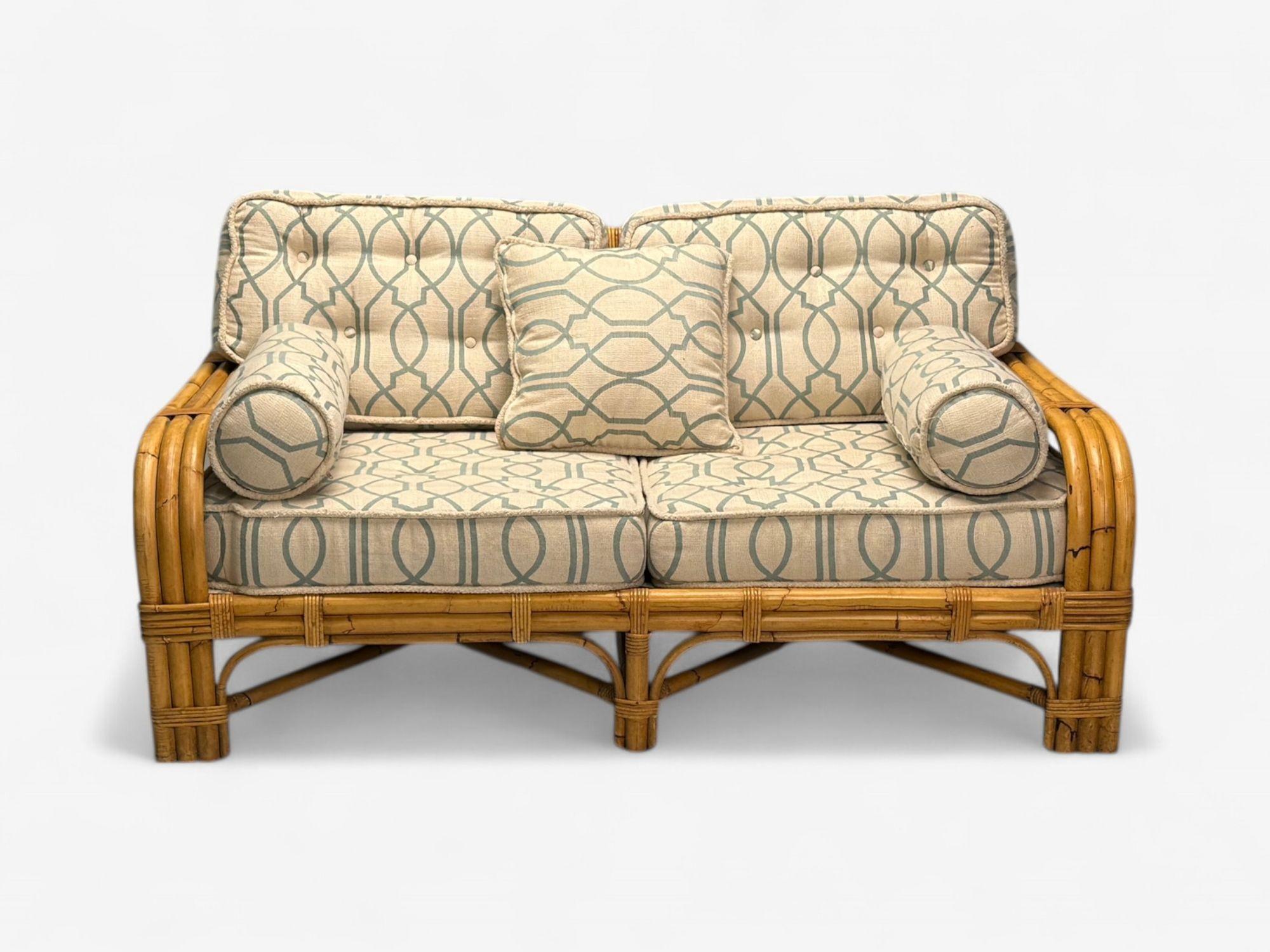 Moderne Bielecky Brothers, Canapé Deux Seater moderne, Settee, Cane, Bamboo, États-Unis, 21e siècle en vente
