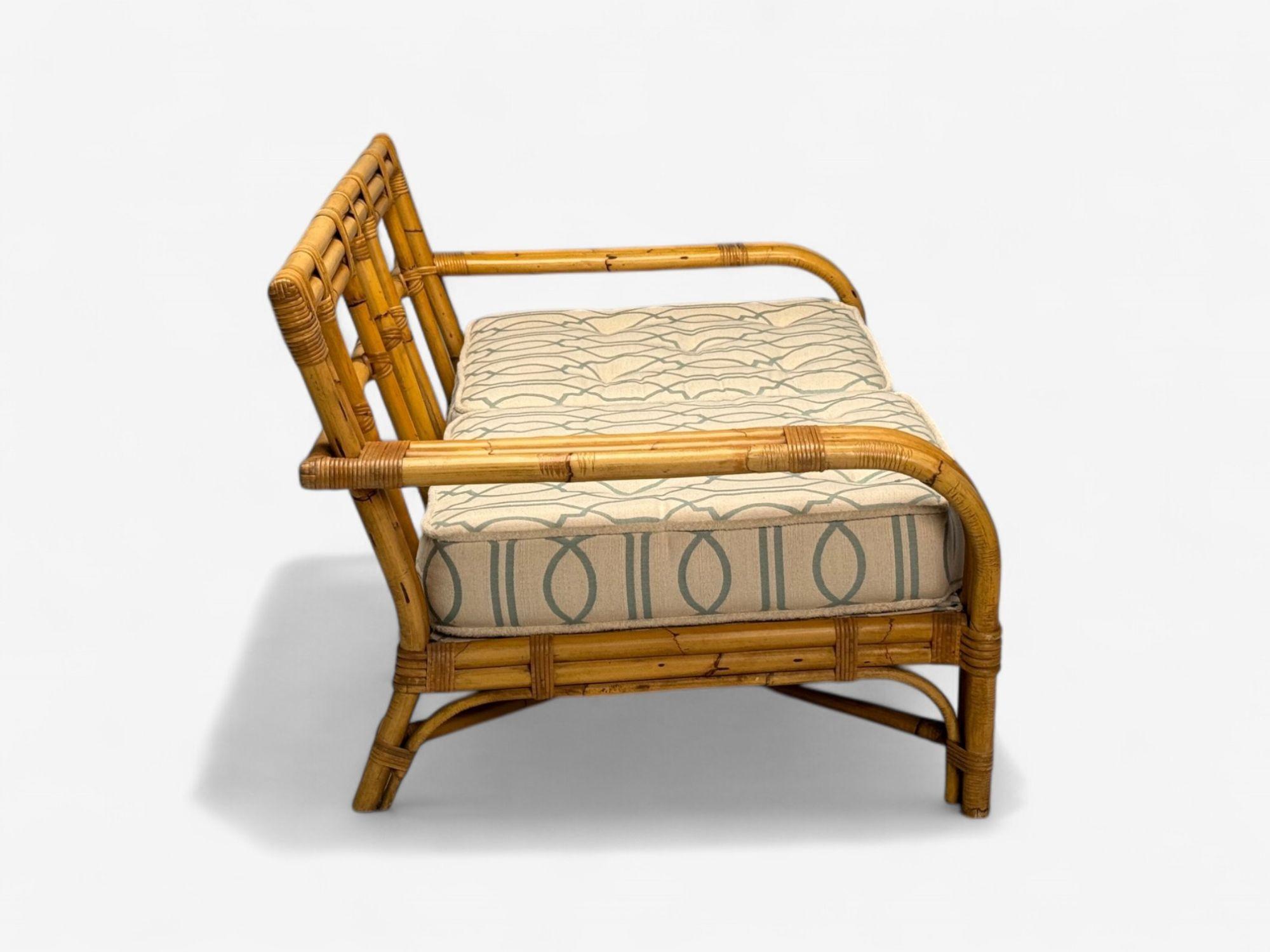 XXIe siècle et contemporain Bielecky Brothers, Canapé Deux Seater moderne, Settee, Cane, Bamboo, États-Unis, 21e siècle en vente