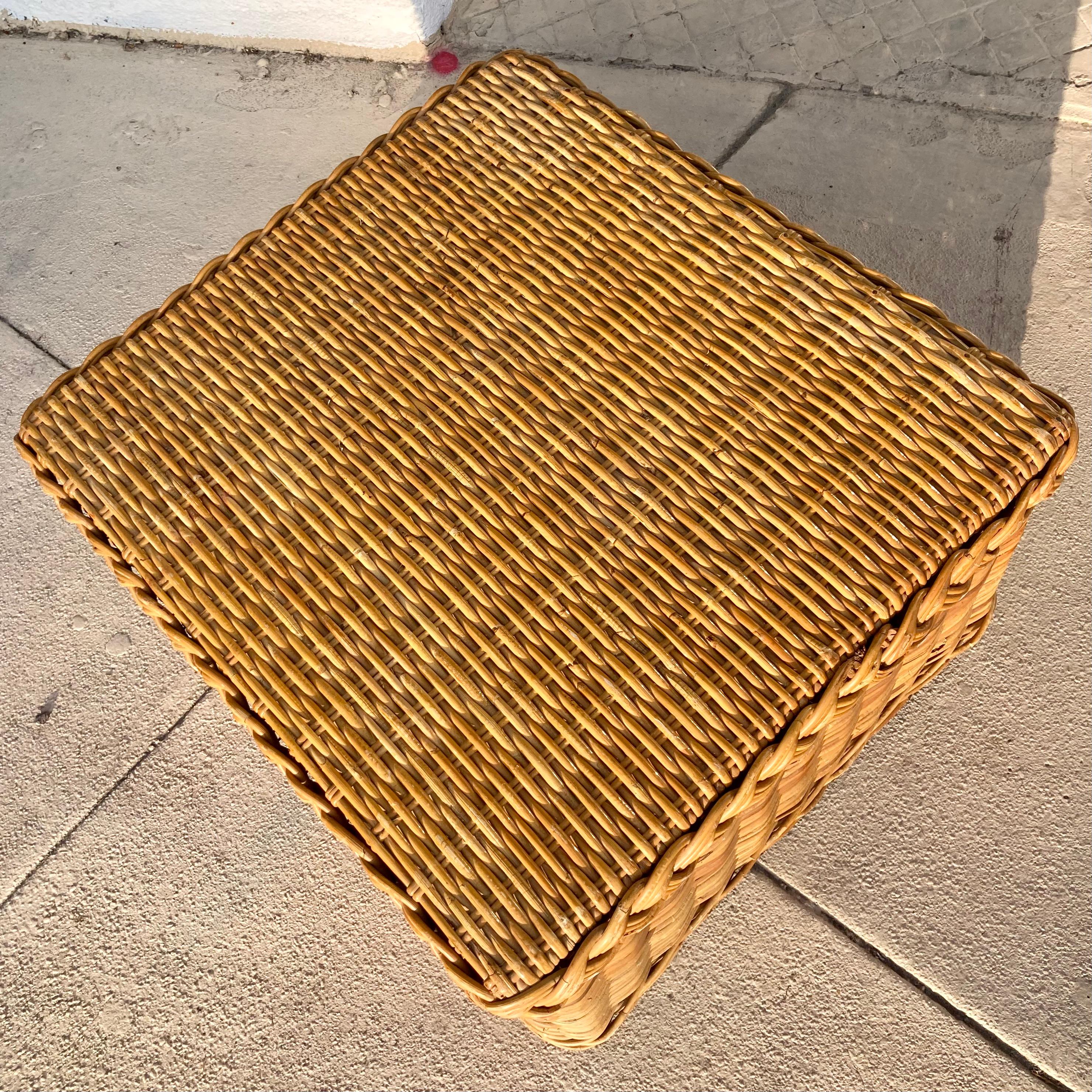 Bielecky Brothers Natural Rattan Ottoman In Good Condition In Los Angeles, CA