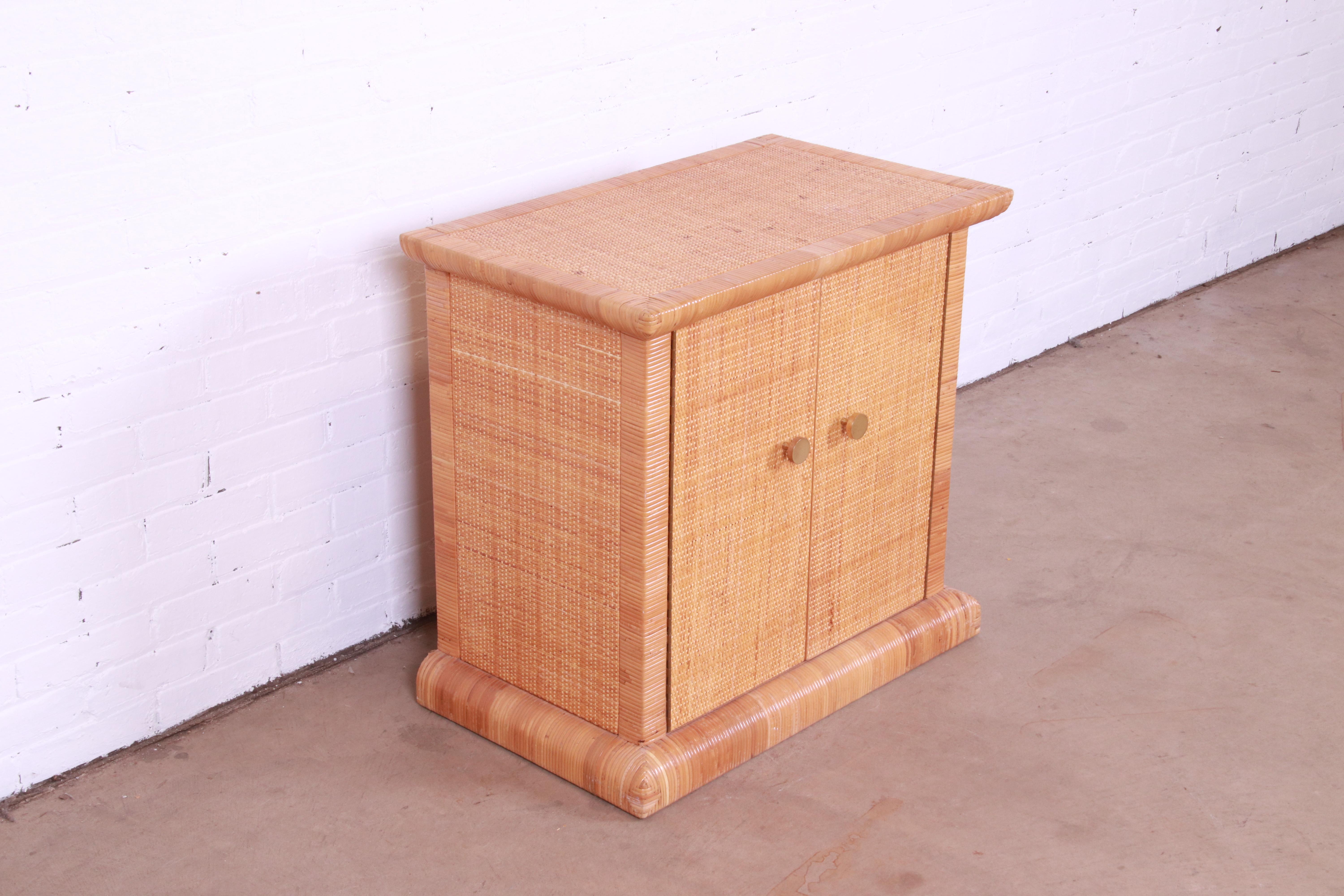 Bielecky Brothers Organic Modern Woven Rattan Bar Cabinet In Good Condition For Sale In South Bend, IN