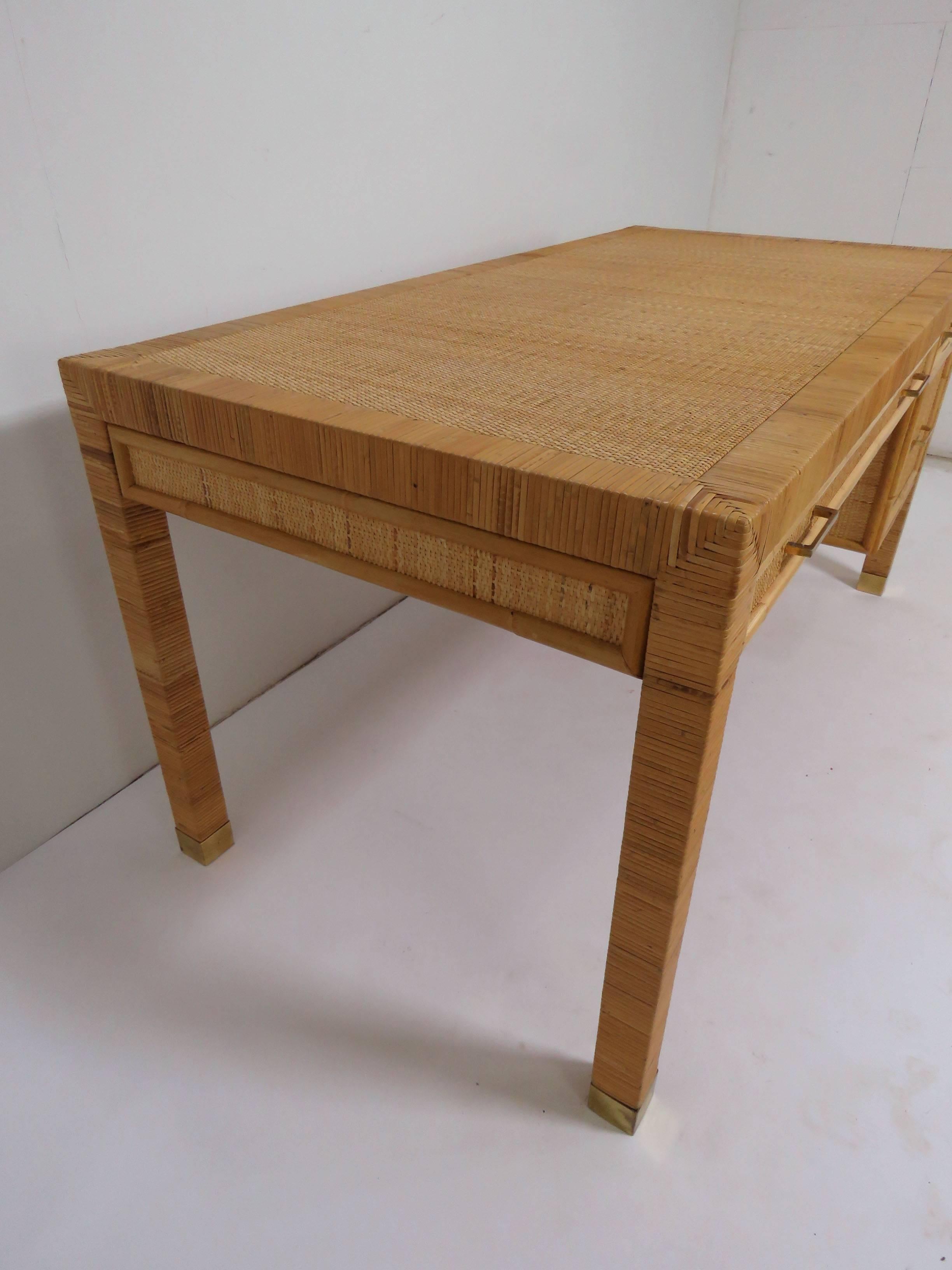 Bielecky Brothers Rattan and Bamboo Desk, circa 1970s 6