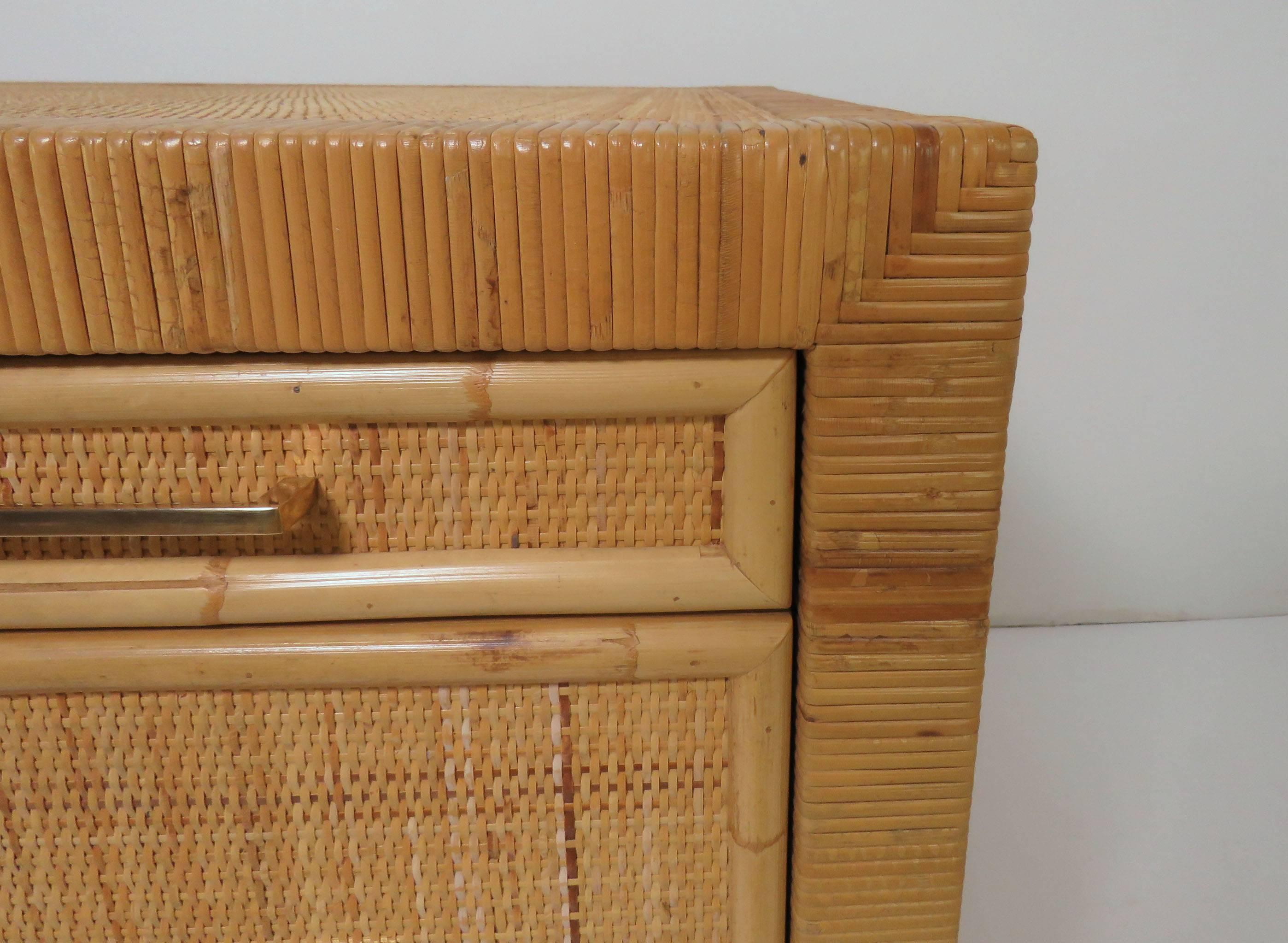 Brass Bielecky Brothers Rattan and Bamboo Desk, circa 1970s