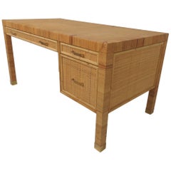Bielecky Brothers Rattan and Bamboo Desk, circa 1970s