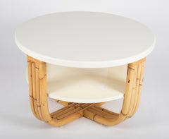 Bielecky Brothers Rattan and Cream Lacquer Cocktail Table