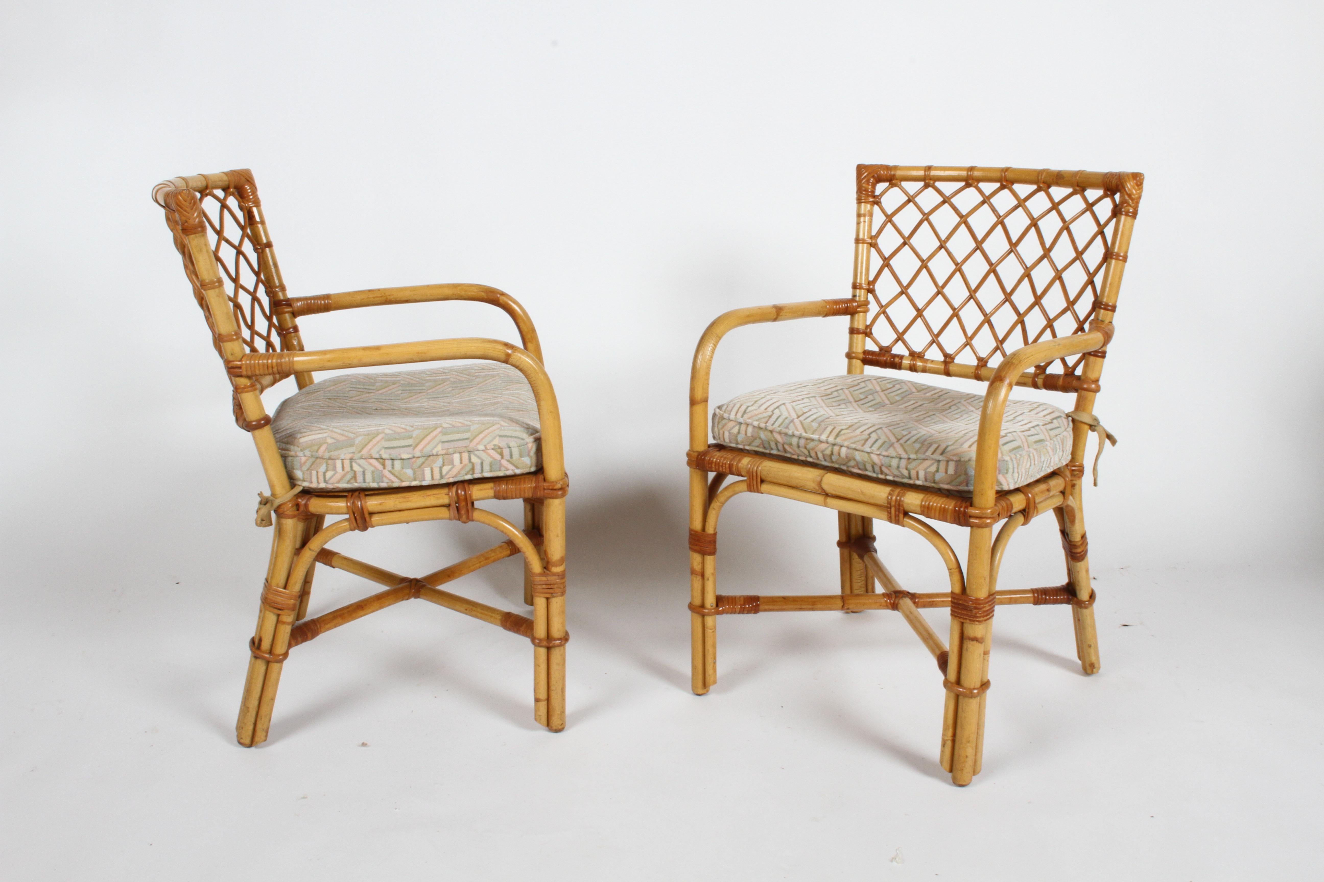 Bielecky Brothers Rattan and Glass Card / Dining Table with Two Armchairs 6