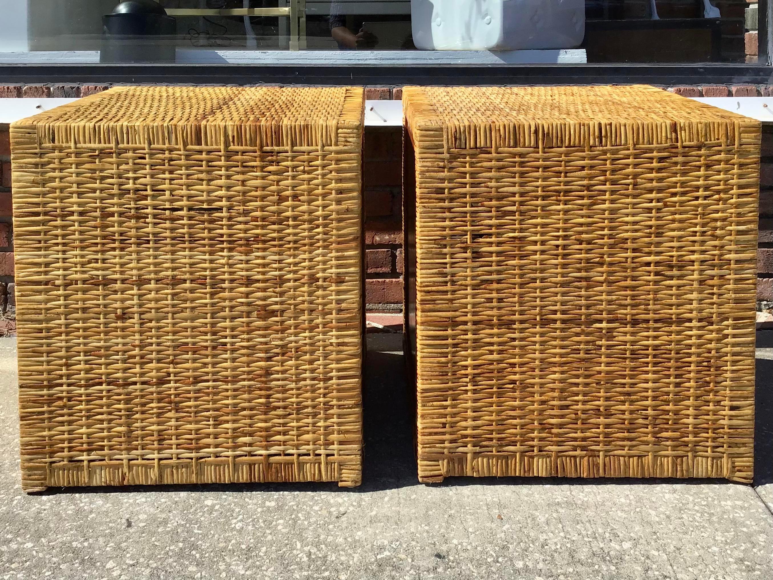 Bielecky Brothers Rattan Two Door Cabinets, a Pair In Good Condition In Los Angeles, CA