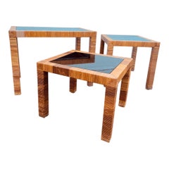 Bielecky Brothers Set of Three Rattan Nesting Tables