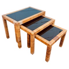 Bielecky Brothers Set of Three Rattan Nesting Tables