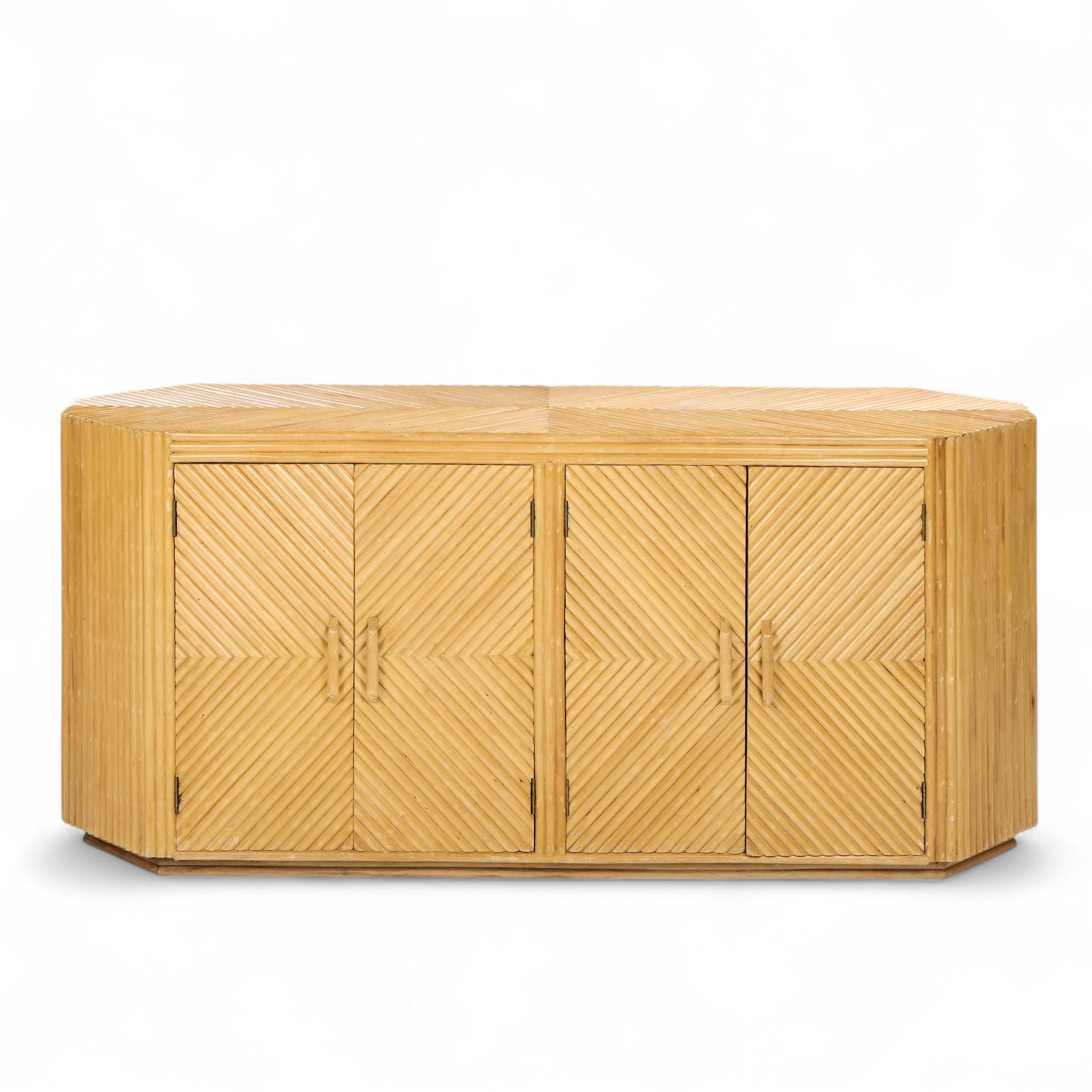 Bielecky Brothers Style Mid Century Split Pencil Reed Bamboo Credenza

This credenza measures: 72 wide x 21 deep x 32 inches high

We take our photos in a controlled lighting studio to show as much detail as possible. We do not Photoshop out