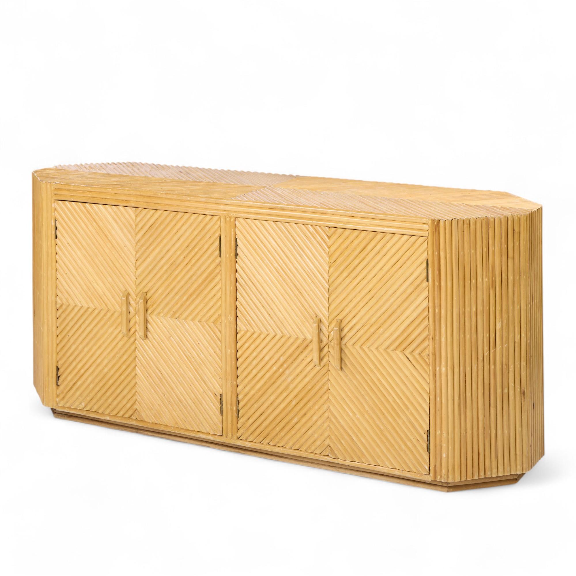 Mid-Century Modern Bielecky Brothers Style Mid Century Split Pencil Reed Bamboo Credenza For Sale