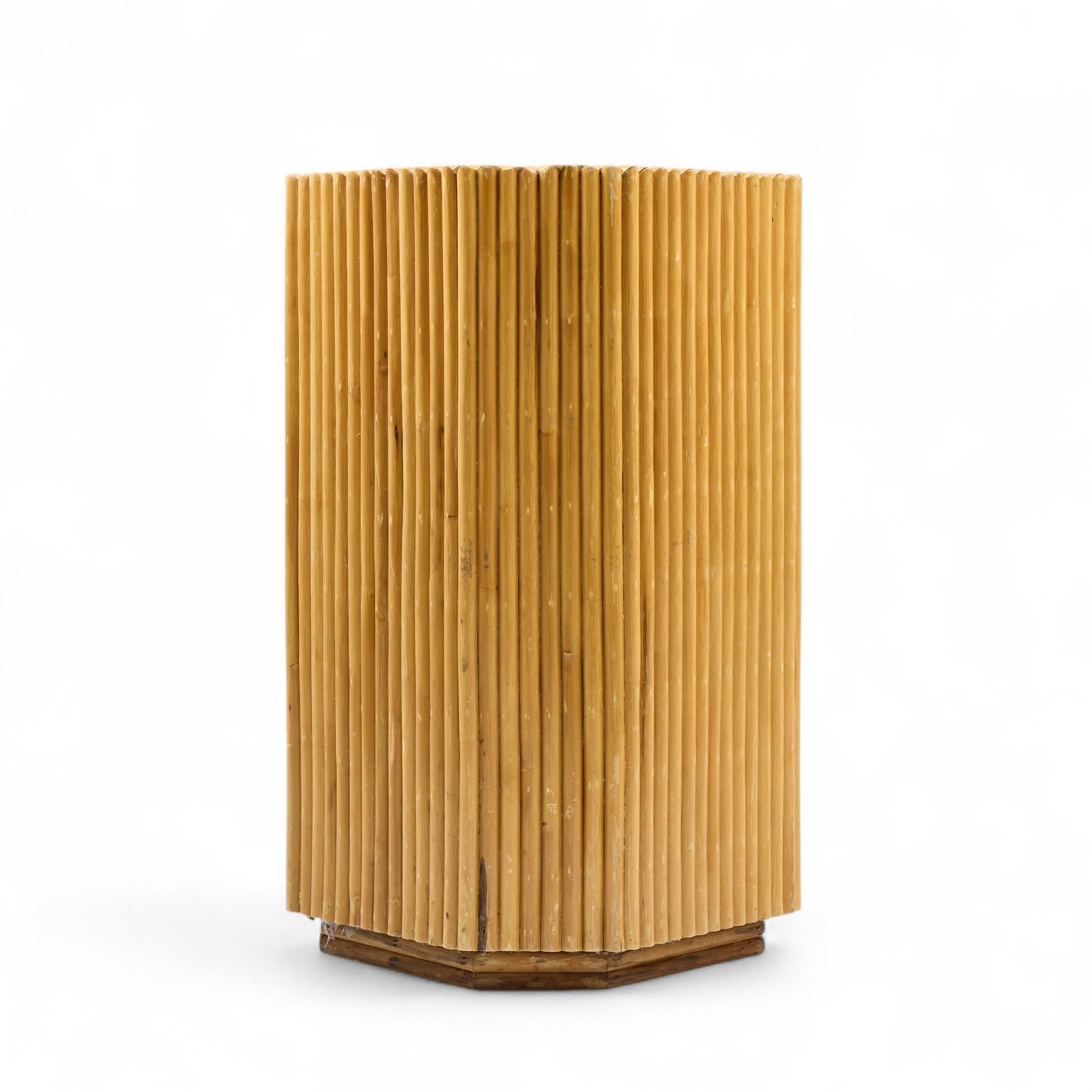 20th Century Bielecky Brothers Style Mid Century Split Pencil Reed Bamboo Credenza For Sale
