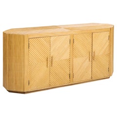 Bielecky Brothers Style Mid Century Split Pencil Reed Bamboo Credenza