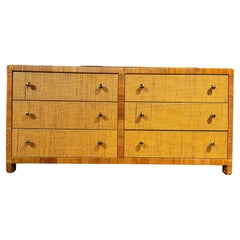 Bielecky Brothers Retro Wrapped Rattan and Cane Six Drawer Chest or Cabinet