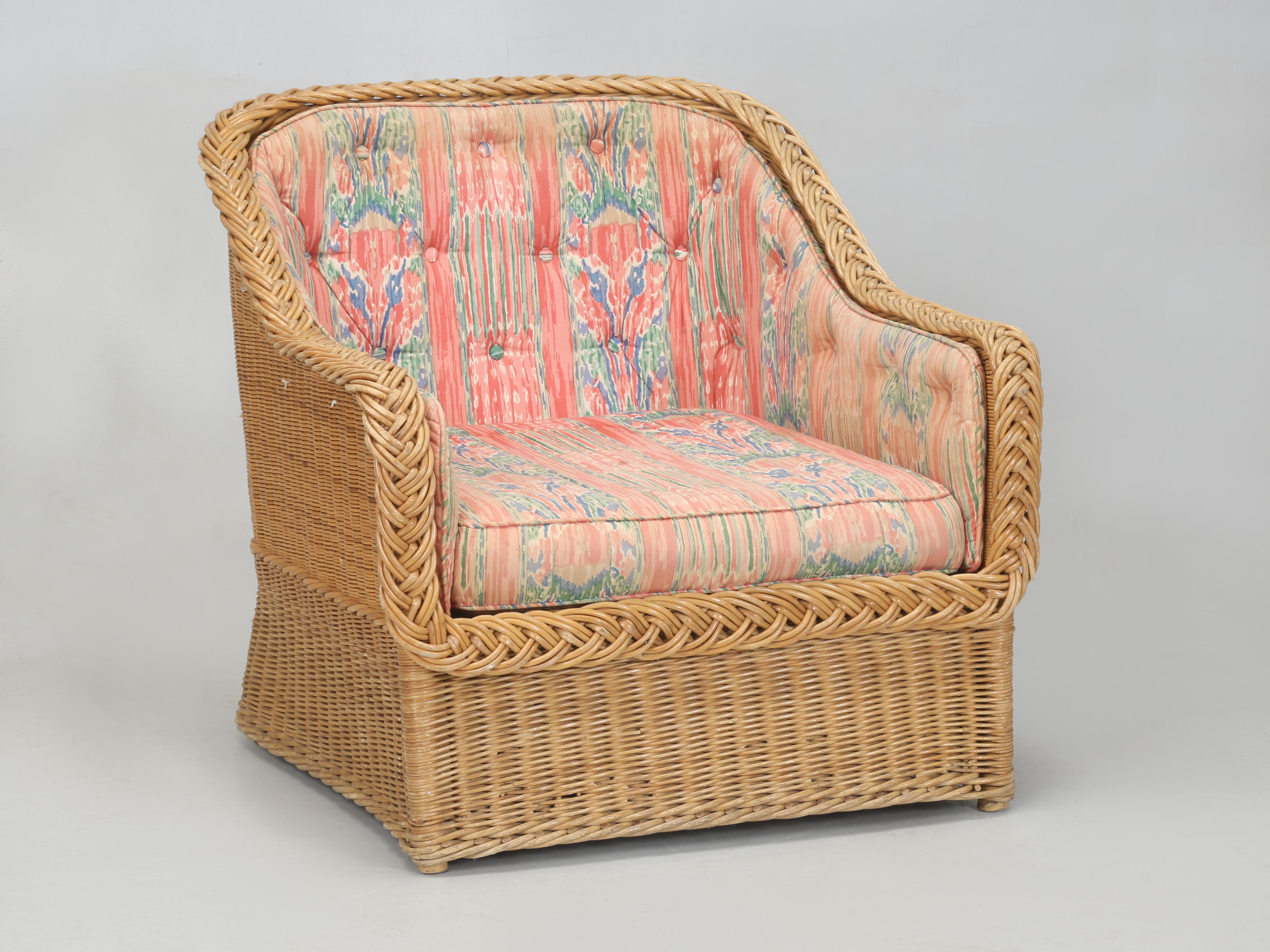 Bielecky Brothers Wicker Suite Sofa, Love Chair, Ottomane, Paar Stühle aus Korbweide, hergestellt in NY im Angebot 6