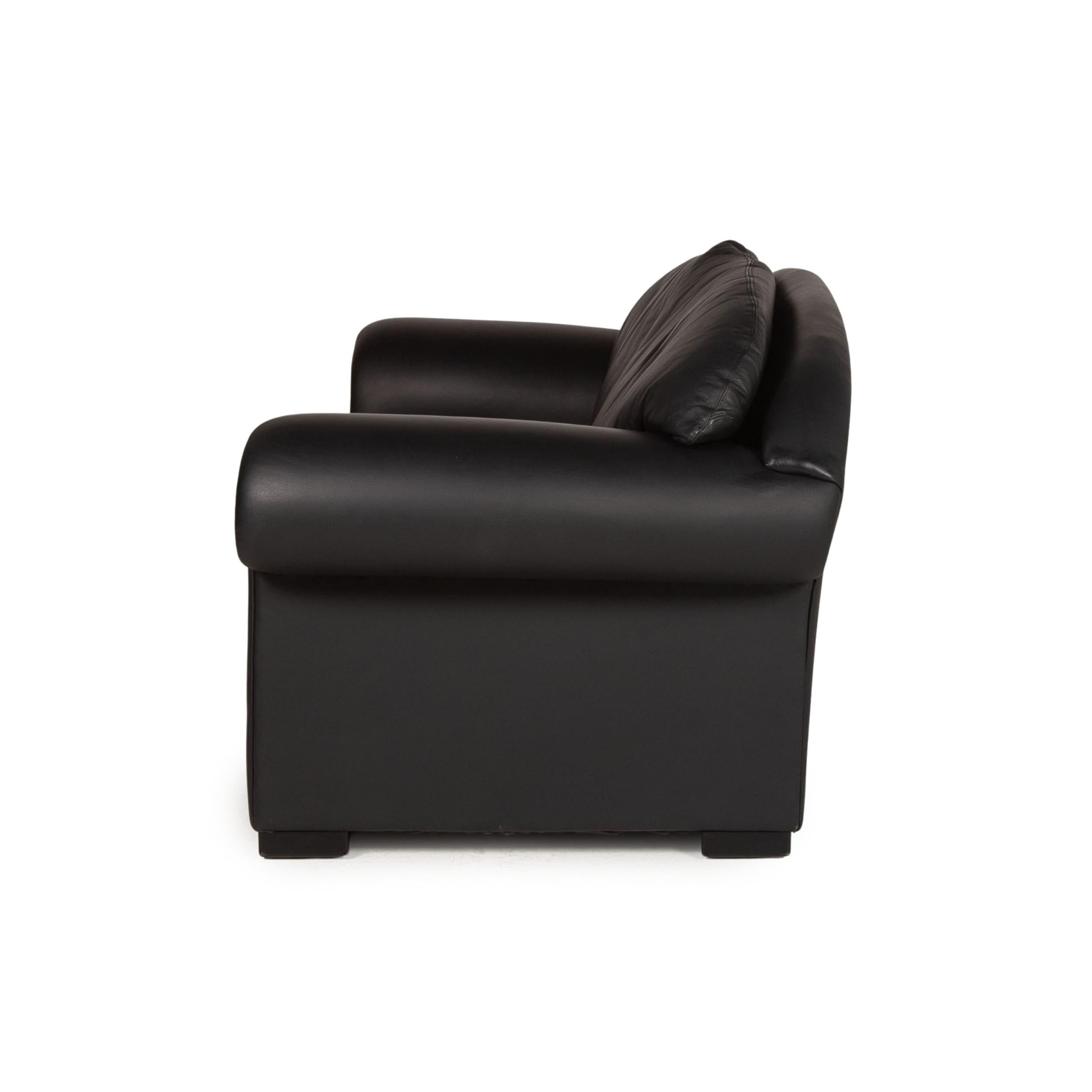Contemporary Bielefelder Werkstätten Leather Sofa Black Two-Seater Couch