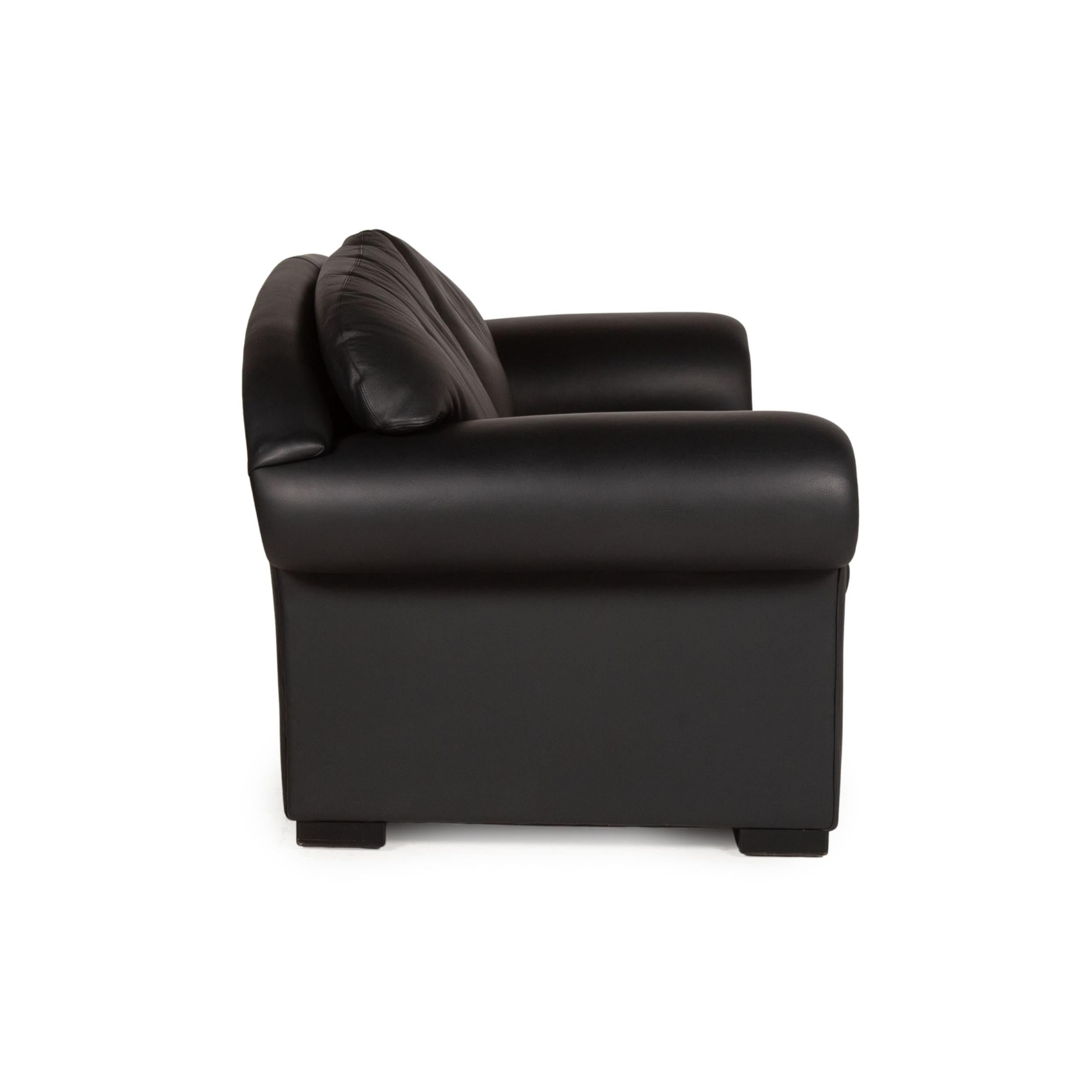 Bielefelder Werkstätten Leather Sofa Black Two-Seater Couch 2