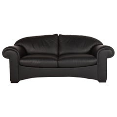 Bielefelder Werkstätten Leather Sofa Black Two-Seater Couch