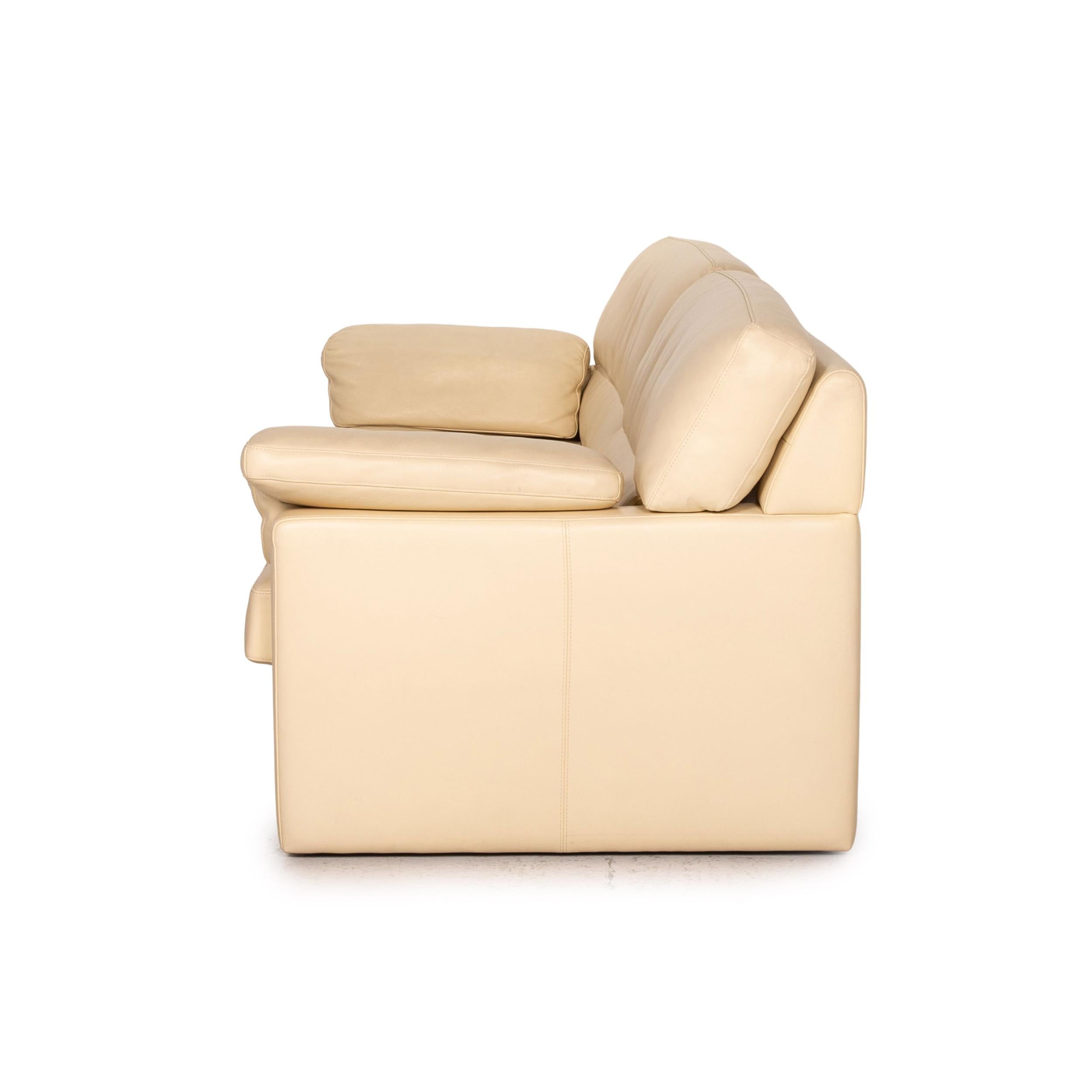 Bielefelder Werkstätten Leather Sofa Cream Three-Seater Couch For Sale 4
