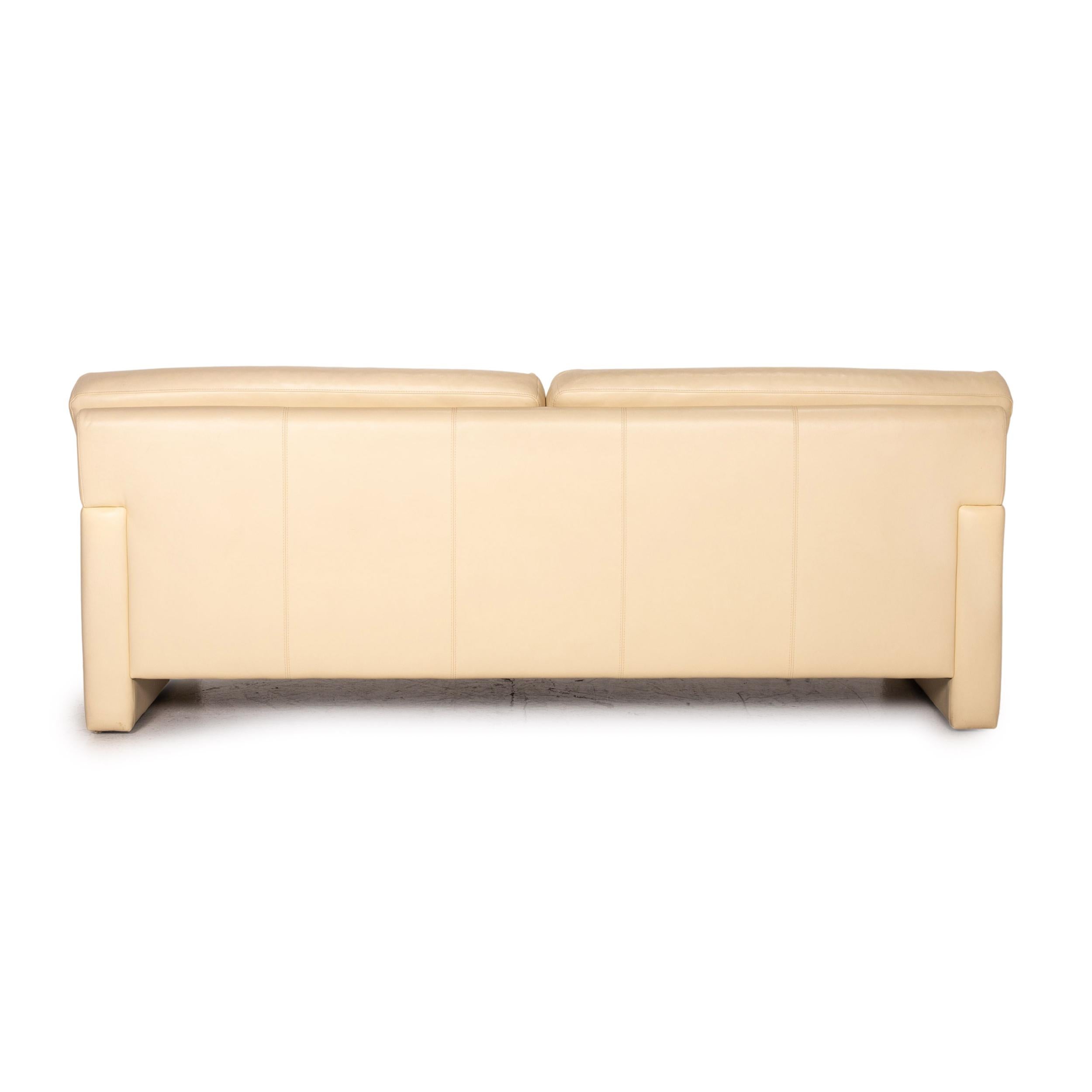 Bielefelder Werkstätten Leather Sofa Cream Three-Seater Couch For Sale 3