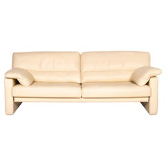 Bielefelder Werkstätten Leather Sofa Cream Three-Seater Couch