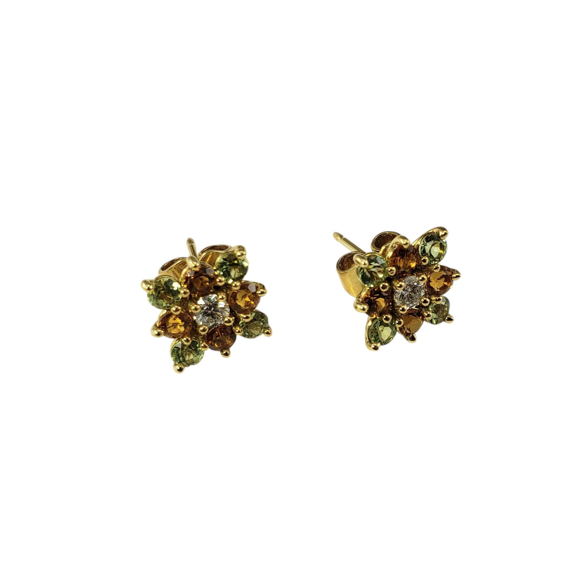 Taille brillant Bielka Boucles d'oreilles en or jaune 18 carats, citrine, diamant et péridot  #18858 en vente