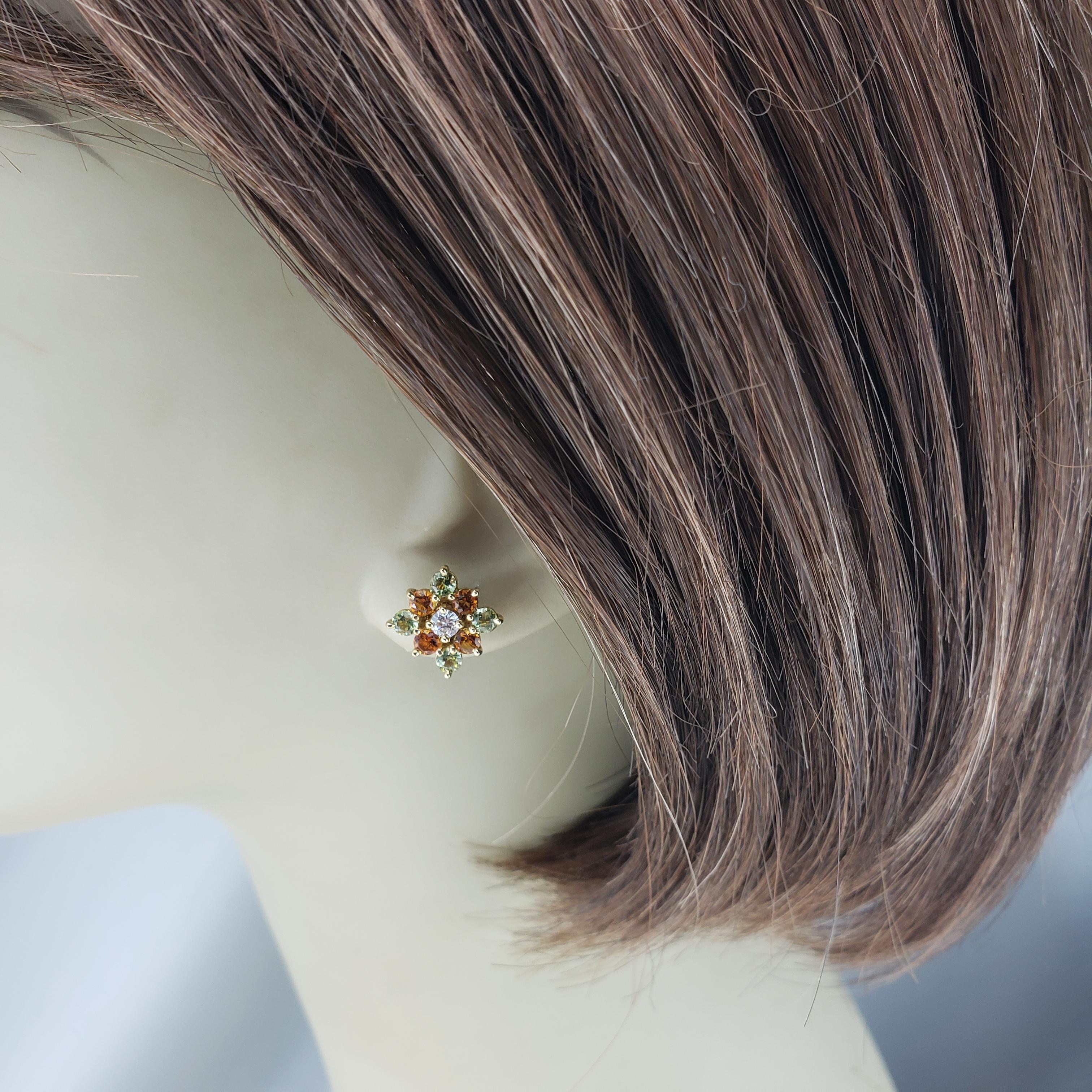 Bielka Boucles d'oreilles en or jaune 18 carats, citrine, diamant et péridot  #18858 en vente 1