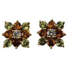 Bielka 18 Karat Yellow Gold Citrine, Diamond and Peridot Earrings  #18858