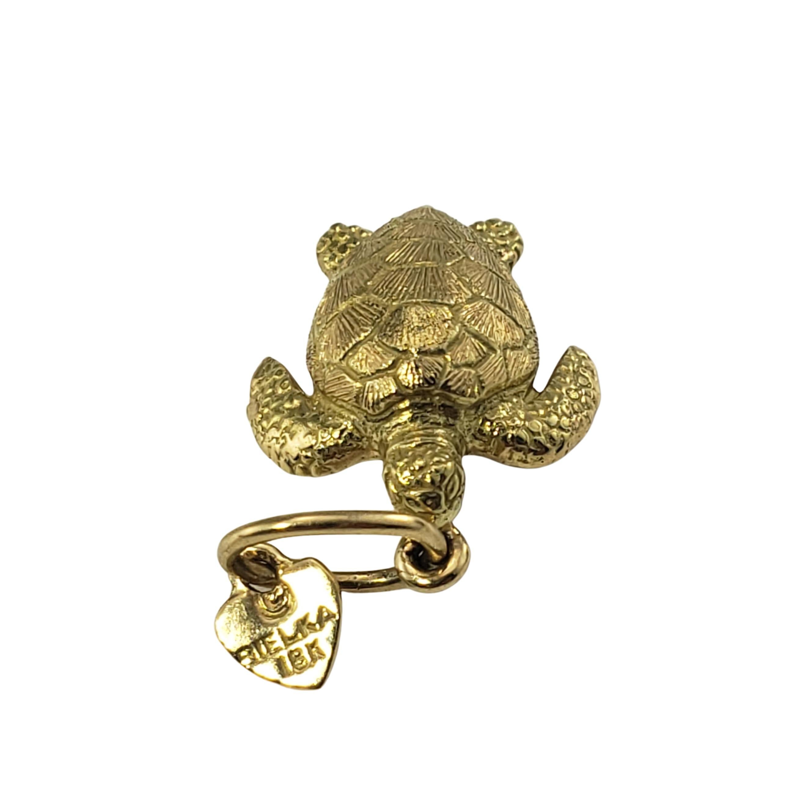 Bielka 18 Karat Yellow Gold Sea Turtle Charm-

This exquisite charm by New York designer Robert Bruce Bielka is crafted in meticulously detailed 18K yellow gold.

Size:  17 mm x 12 mm

Weight:    3.0 dwt. /   4.7 gr.

Hallmark:  Bielka  18K

Very