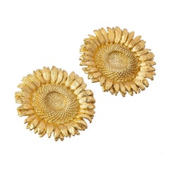 Bielka 18k Yellow Gold Large Sunflower Earrings