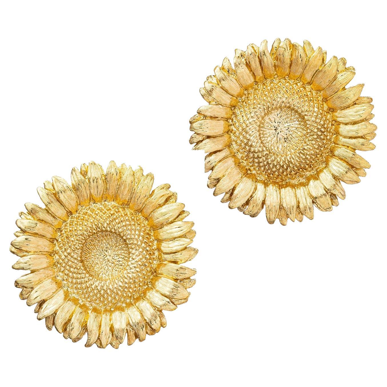 Bielka 18k Yellow Gold Large Sunflower Earrings